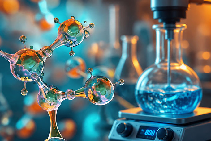 Molecular model representing custom chemical synthesis
