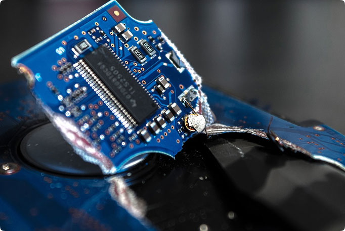 Circuit board undergoing failure analysis