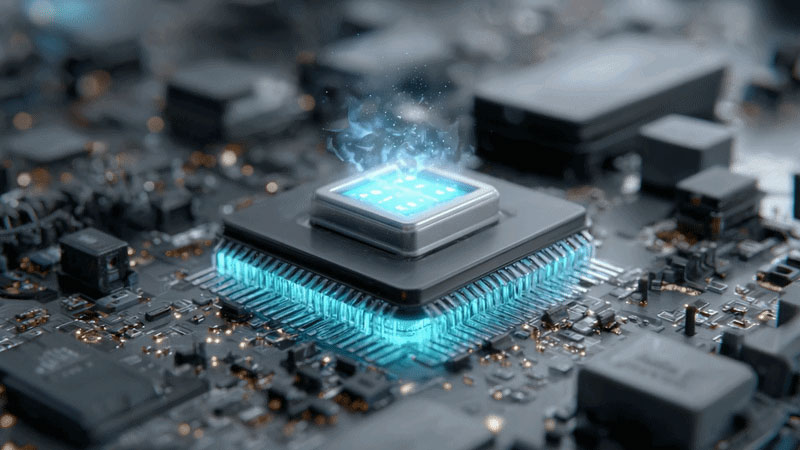 Illuminated microchip on a circuit board